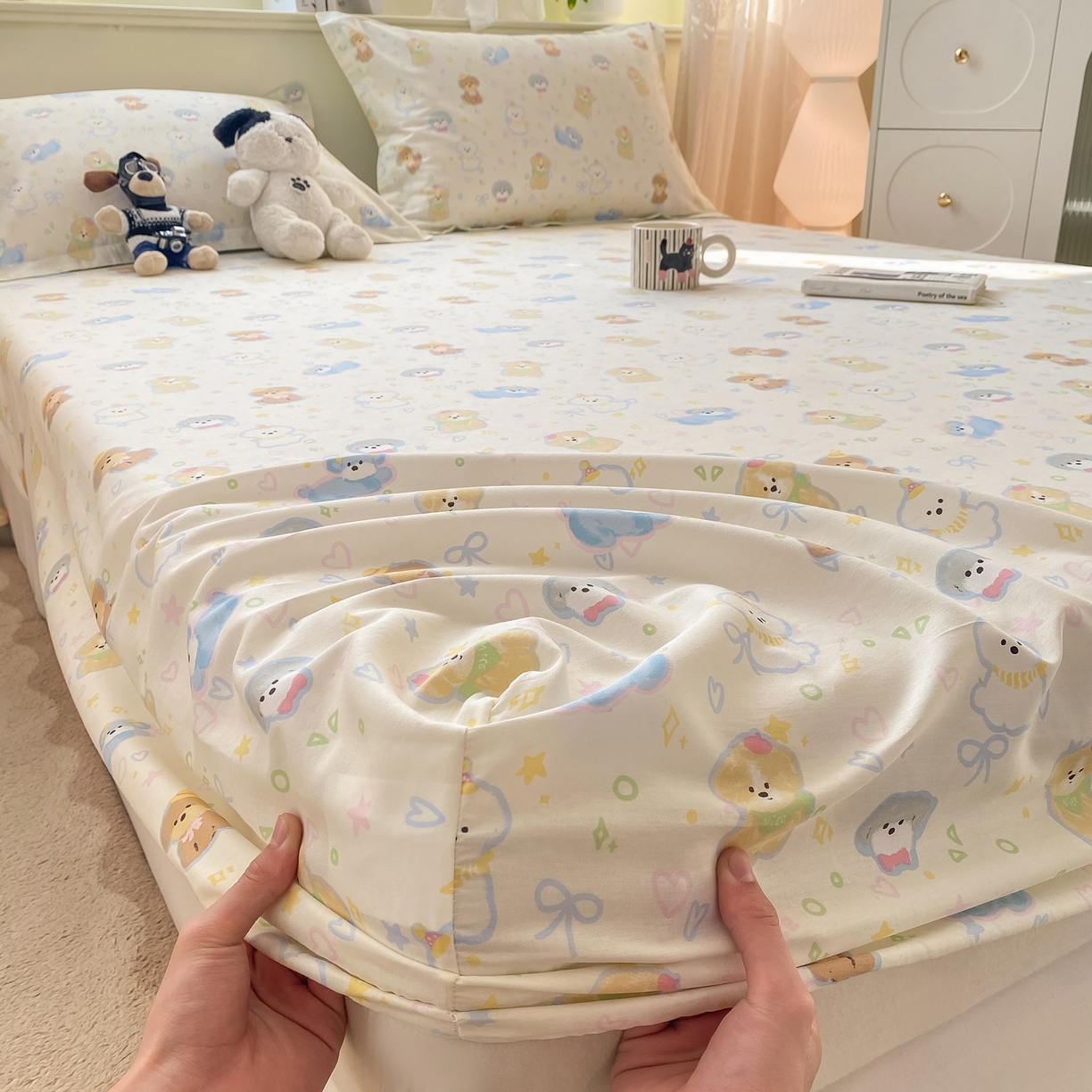 91家纺网 家纺一手货源 找家纺 女子家纺 2026新款全棉纯棉印花小清新系列单床笠单品床笠床笠单件 童趣绘彩