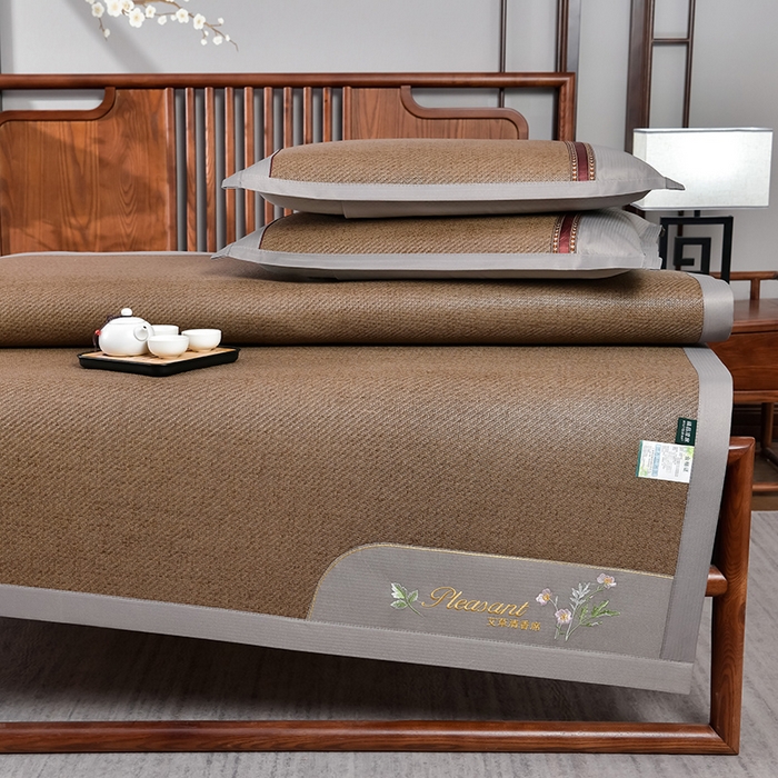 91家纺网 家纺一手货源 找家纺 小牛席业 2026新款加厚款-艾草清香养生席系列（全藤席面） 加厚款-艾草清香养生席（浅咖）