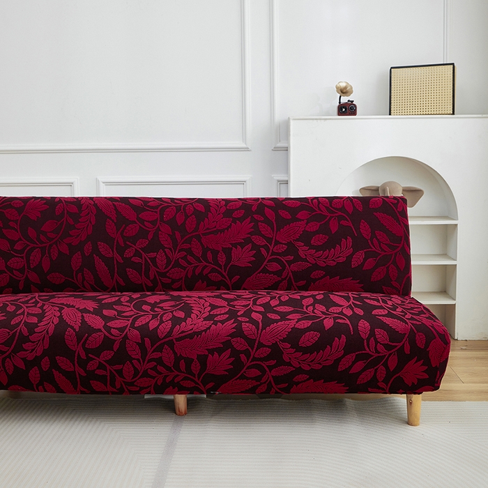 91家纺网 家纺一手货源 找家纺 逐日沙发套 2026新款提花系列-沙发床 素奢柳韵-大气红