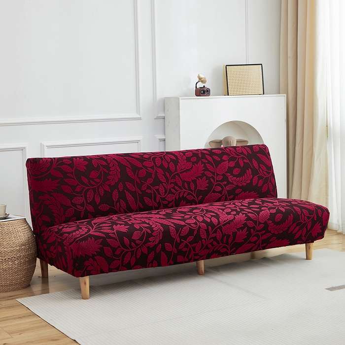 91家纺网 家纺一手货源 找家纺 逐日沙发套 2026新款提花系列-沙发床 素奢柳韵-大气红