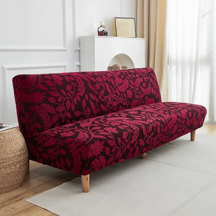 91家纺网 家纺一手货源 找家纺 逐日沙发套 2026新款提花系列-沙发床 素奢柳韵-大气红