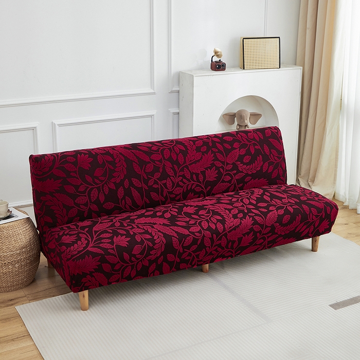 91家纺网 家纺一手货源 找家纺 逐日沙发套 2026新款提花系列-沙发床 素奢柳韵-大气红