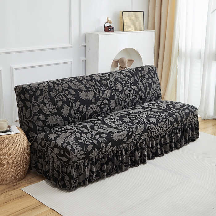 逐日沙发套 2026新款提花系列-沙发床裙摆 素奢柳韵-碳石灰