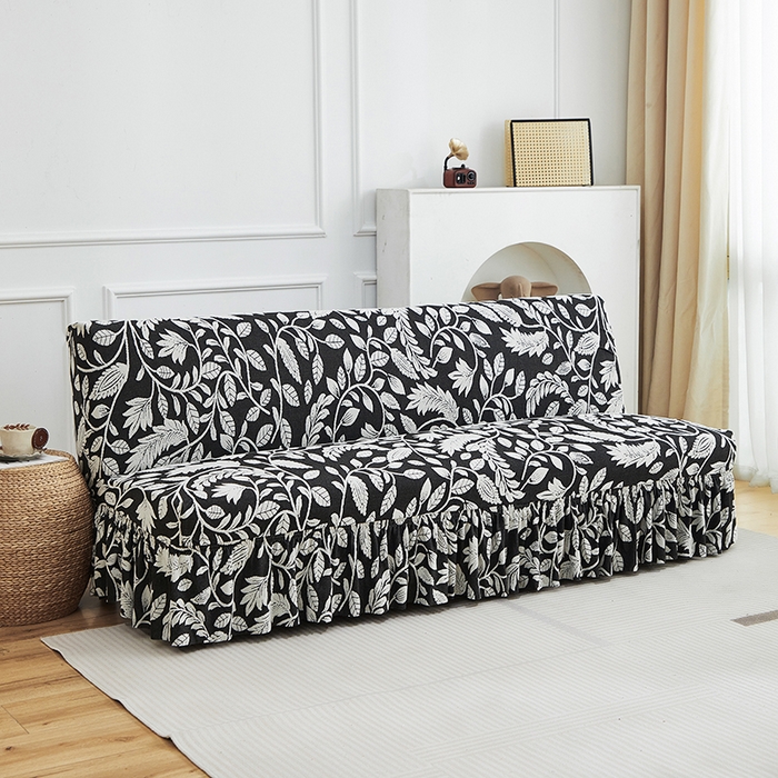 91家纺网 家纺一手货源 找家纺 逐日沙发套 2026新款提花系列-沙发床裙摆 素奢柳韵-月光白