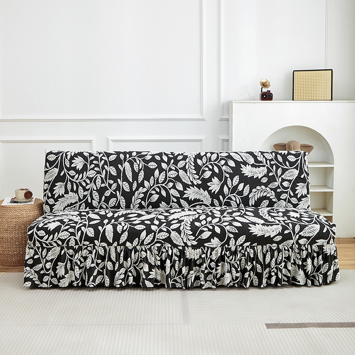 91家纺网 家纺一手货源 找家纺 逐日沙发套 2026新款提花系列-沙发床裙摆 素奢柳韵-月光白