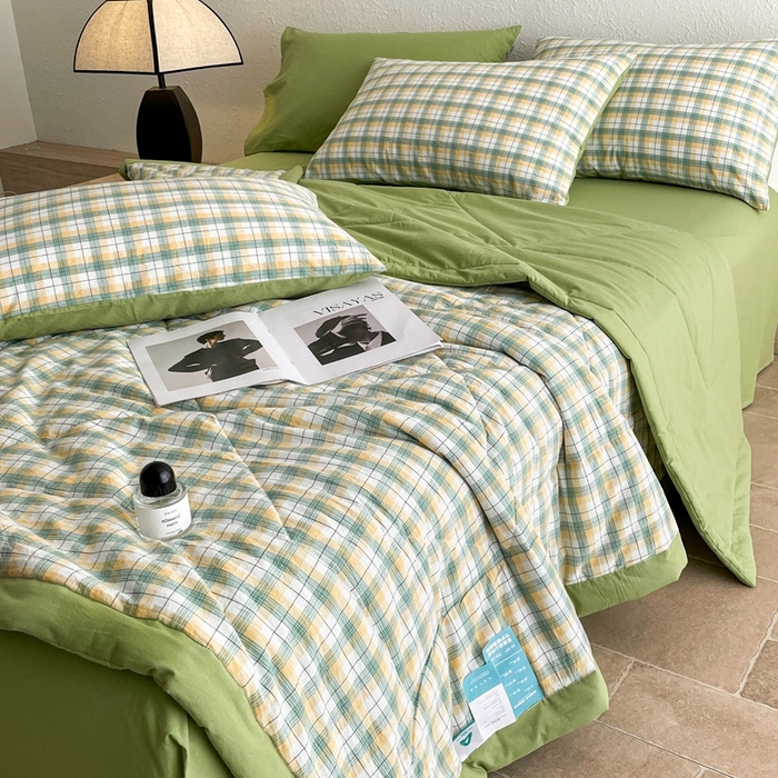 91家纺网 家纺一手货源 找家纺 宝士康家纺 2026新款10A抗菌无印风单夏被/夏被四件套 被子被芯 芒格绿