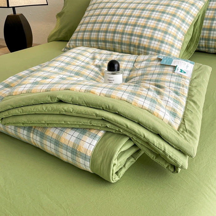 91家纺网 家纺一手货源 找家纺 宝士康家纺 2026新款10A抗菌无印风单夏被/夏被四件套 被子被芯 芒格绿