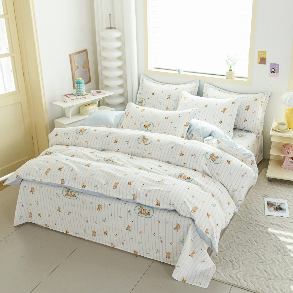 91家纺网 家纺一手货源 找家纺 缘舒家纺 2026新款全棉纯棉印花单被套被套单件 小熊假日