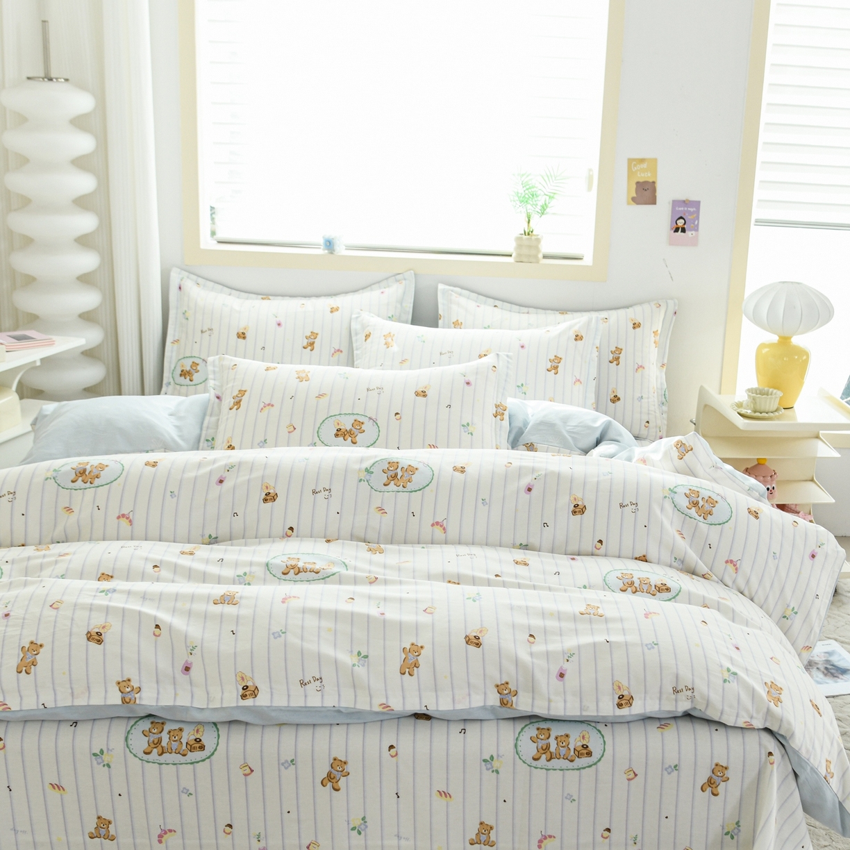 91家纺网 家纺一手货源 找家纺 缘舒家纺 2026新款全棉纯棉印花单被套被套单件 小熊假日