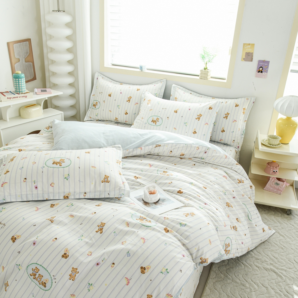 91家纺网 家纺一手货源 找家纺 缘舒家纺 2026新款全棉纯棉印花单被套被套单件 小熊假日