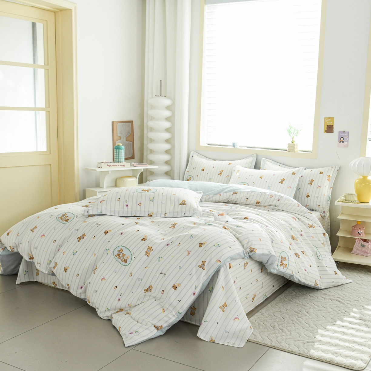 91家纺网 家纺一手货源 找家纺 缘舒家纺 2026新款全棉纯棉印花单被套被套单件 小熊假日