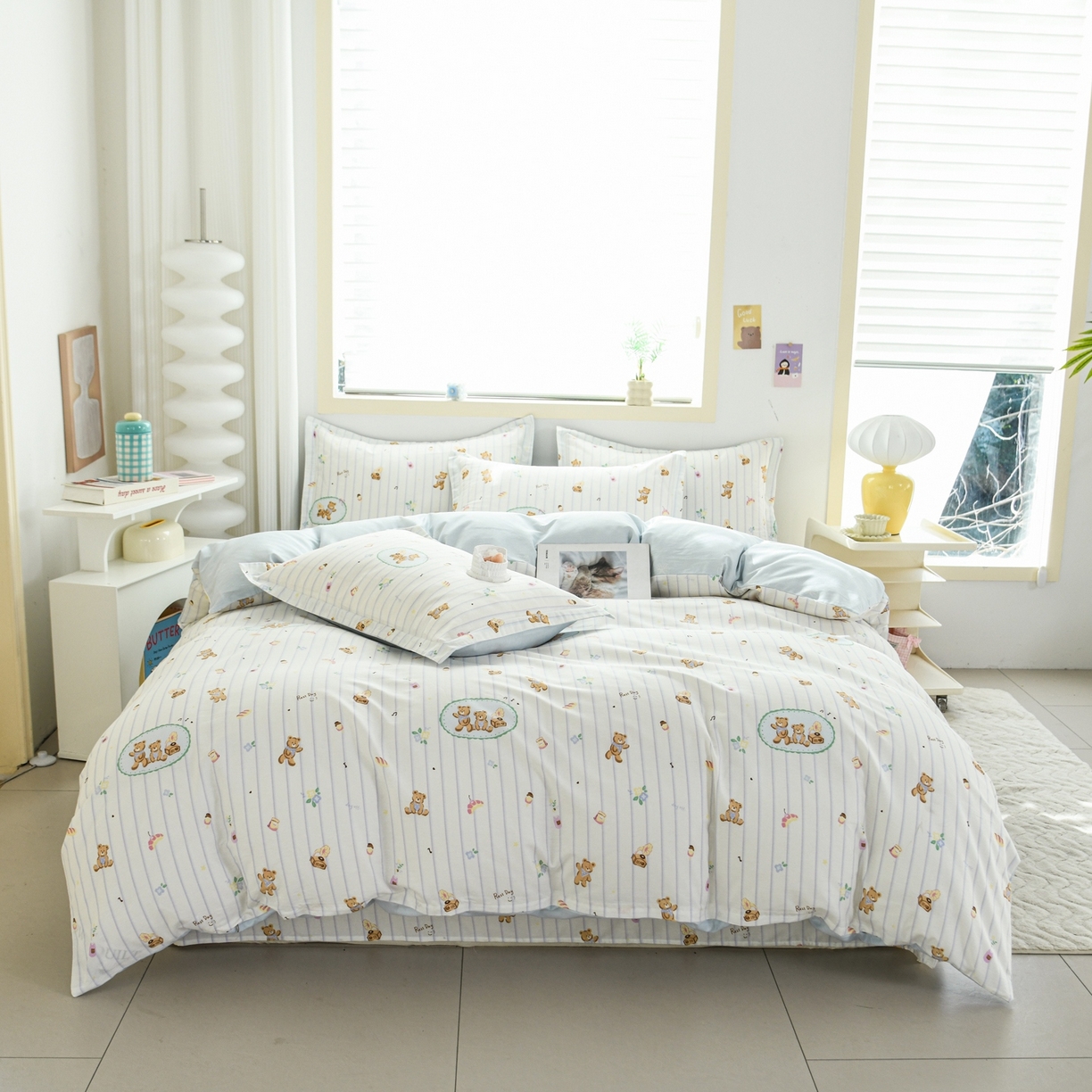 91家纺网 家纺一手货源 找家纺 缘舒家纺 2026新款全棉纯棉印花单被套被套单件 小熊假日