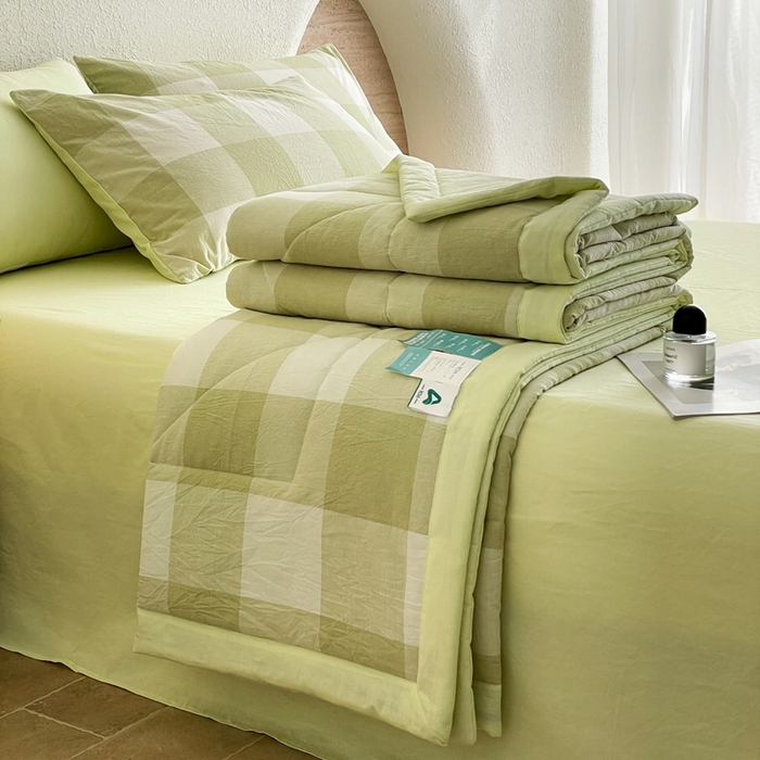 宝士康家纺 2026新款10A抗菌无印风单夏被/夏被四件套 被子被芯 清雅中格