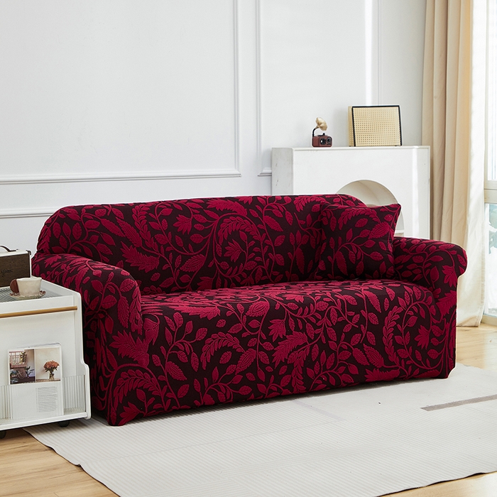 91家纺网 家纺一手货源 找家纺 逐日沙发套 2026新款提花系列-沙发套 素奢柳韵-大气红