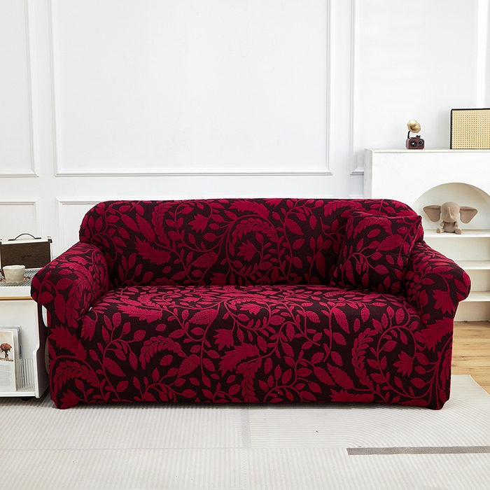 91家纺网 家纺一手货源 找家纺 逐日沙发套 2026新款提花系列-沙发套 素奢柳韵-大气红