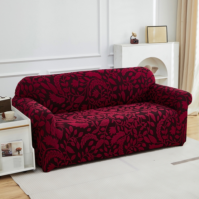 91家纺网 家纺一手货源 找家纺 逐日沙发套 2026新款提花系列-沙发套 素奢柳韵-大气红