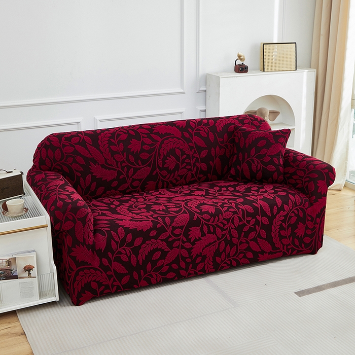 91家纺网 家纺一手货源 找家纺 逐日沙发套 2026新款提花系列-沙发套 素奢柳韵-大气红