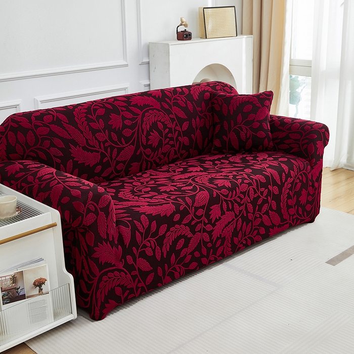 91家纺网 家纺一手货源 找家纺 逐日沙发套 2026新款提花系列-沙发套 素奢柳韵-大气红