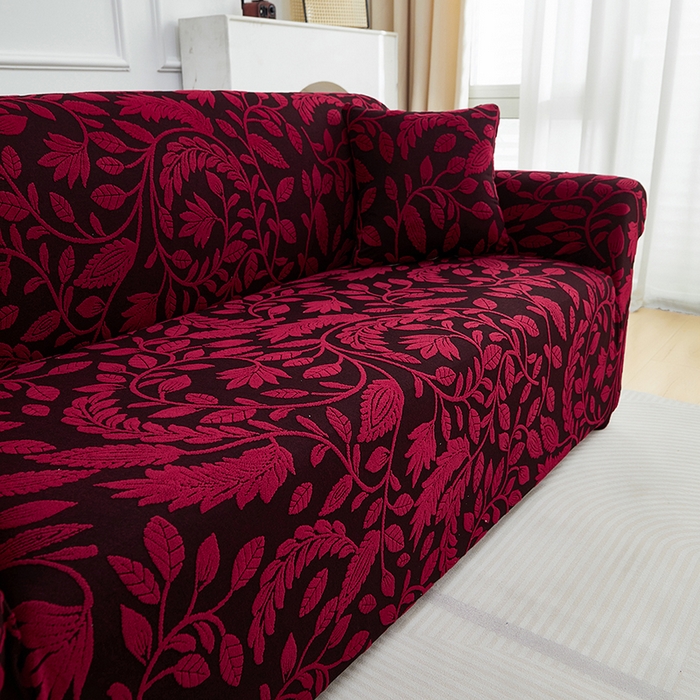 91家纺网 家纺一手货源 找家纺 逐日沙发套 2026新款提花系列-沙发套 素奢柳韵-大气红