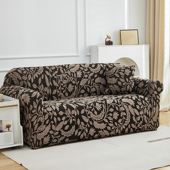 91家纺网 家纺一手货源 找家纺 逐日沙发套 2026新款提花系列-沙发套 素奢柳韵-卡其色