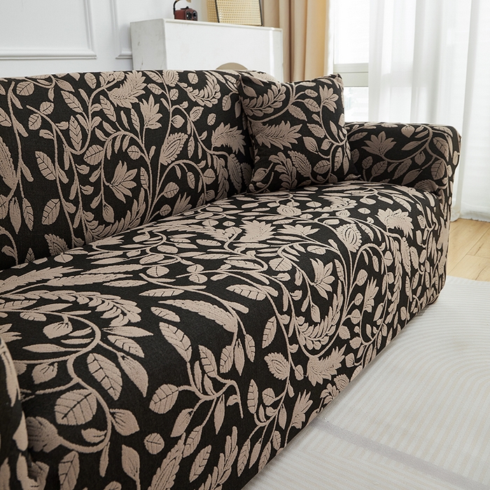 91家纺网 家纺一手货源 找家纺 逐日沙发套 2026新款提花系列-沙发套 素奢柳韵-卡其色