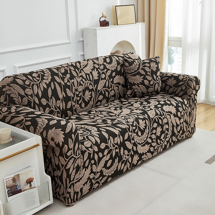 91家纺网 家纺一手货源 找家纺 逐日沙发套 2026新款提花系列-沙发套 素奢柳韵-卡其色