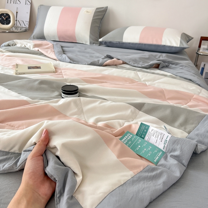 91家纺网 家纺一手货源 找家纺 宝士康家纺 2026新款10A抗菌无印风单夏被/夏被四件套 被子被芯 桃玉粉