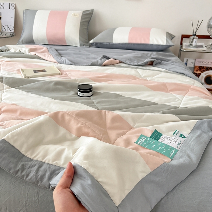 91家纺网 家纺一手货源 找家纺 宝士康家纺 2026新款10A抗菌无印风单夏被/夏被四件套 被子被芯 桃玉粉