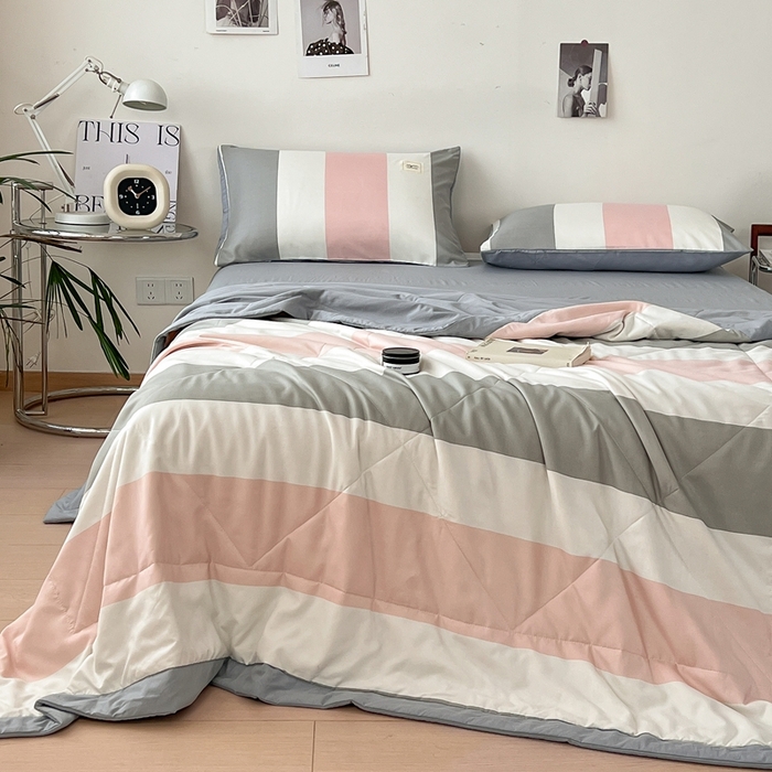 91家纺网 家纺一手货源 找家纺 宝士康家纺 2026新款10A抗菌无印风单夏被/夏被四件套 被子被芯 桃玉粉