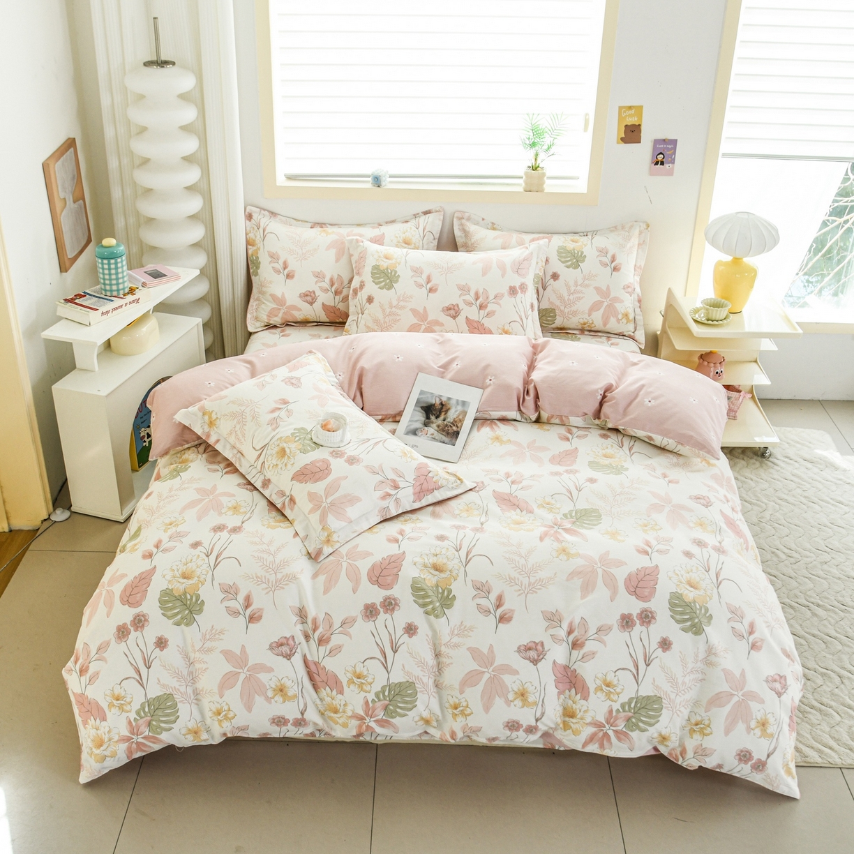 缘舒家纺 2026新款全棉纯棉印花单被套被套单件 叶柔-粉