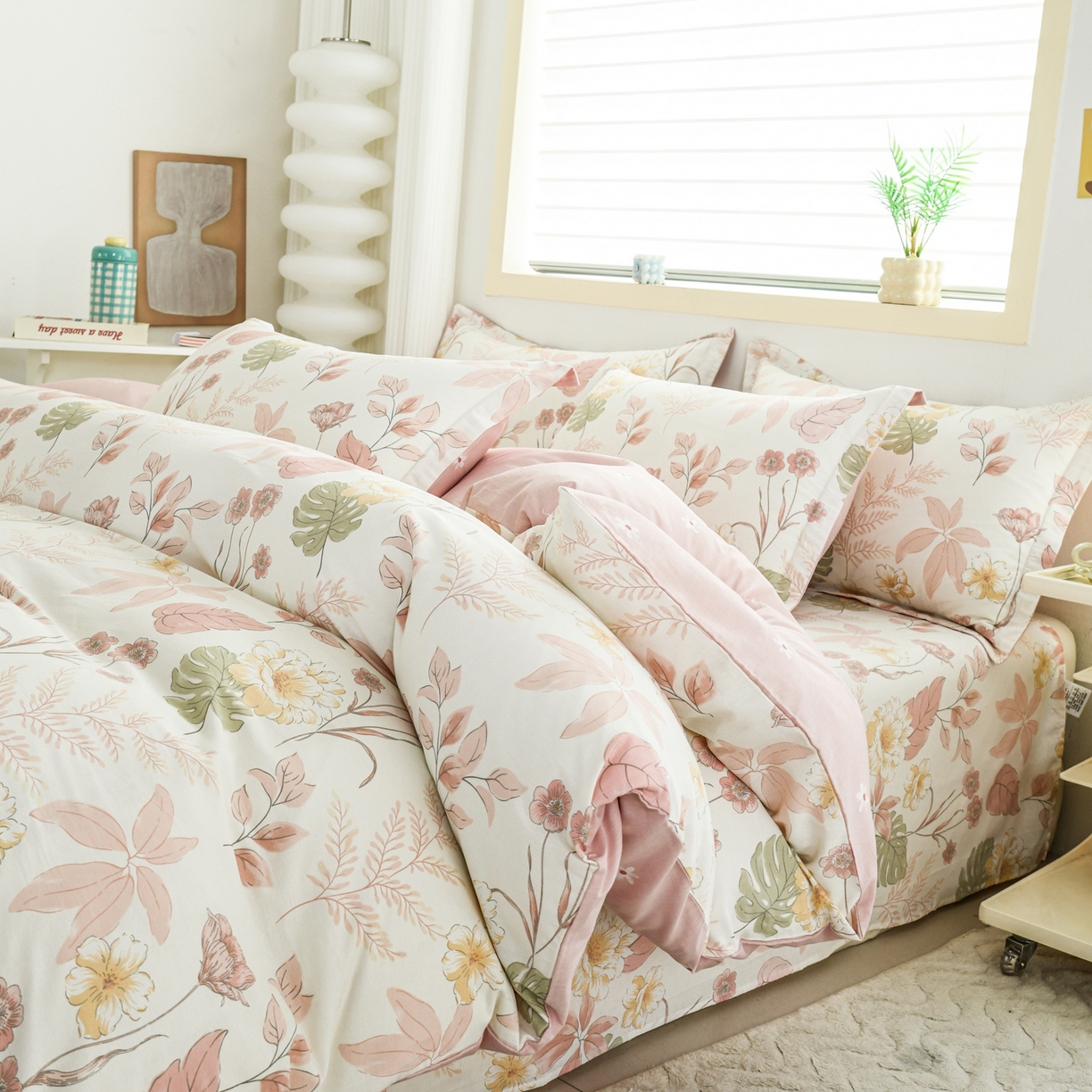 91家纺网 家纺一手货源 找家纺 缘舒家纺 2026新款全棉纯棉印花单被套被套单件 叶柔-粉