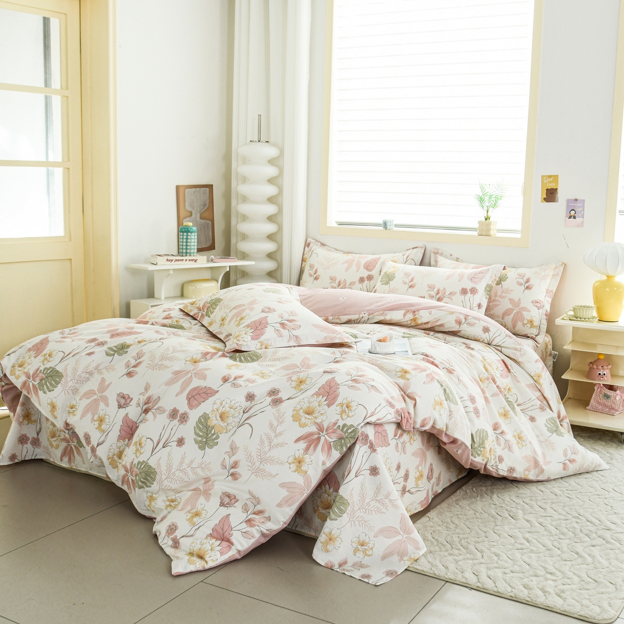 91家纺网 家纺一手货源 找家纺 缘舒家纺 2026新款全棉纯棉印花单被套被套单件 叶柔-粉