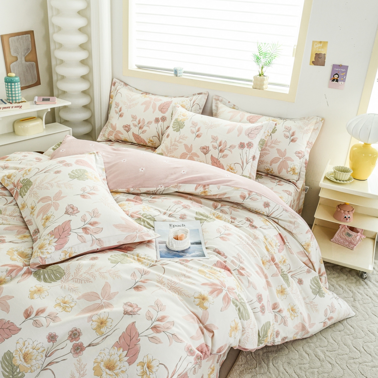 91家纺网 家纺一手货源 找家纺 缘舒家纺 2026新款全棉纯棉印花单被套被套单件 叶柔-粉