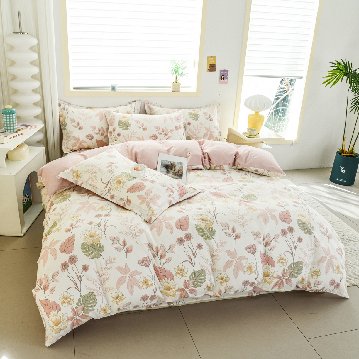 91家纺网 家纺一手货源 找家纺 缘舒家纺 2026新款全棉纯棉印花单被套被套单件 叶柔-粉