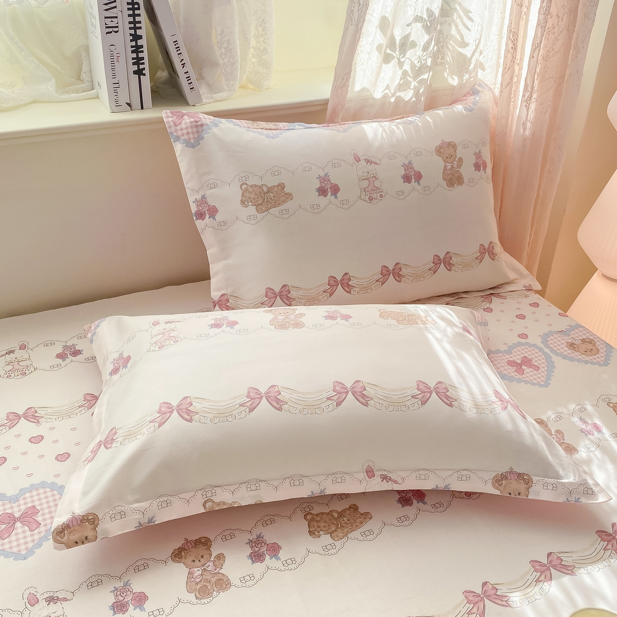 91家纺网 家纺一手货源 找家纺 女子家纺 2026新款全棉纯棉印花小清新系列单床笠单品床笠床笠单件 小熊安缦