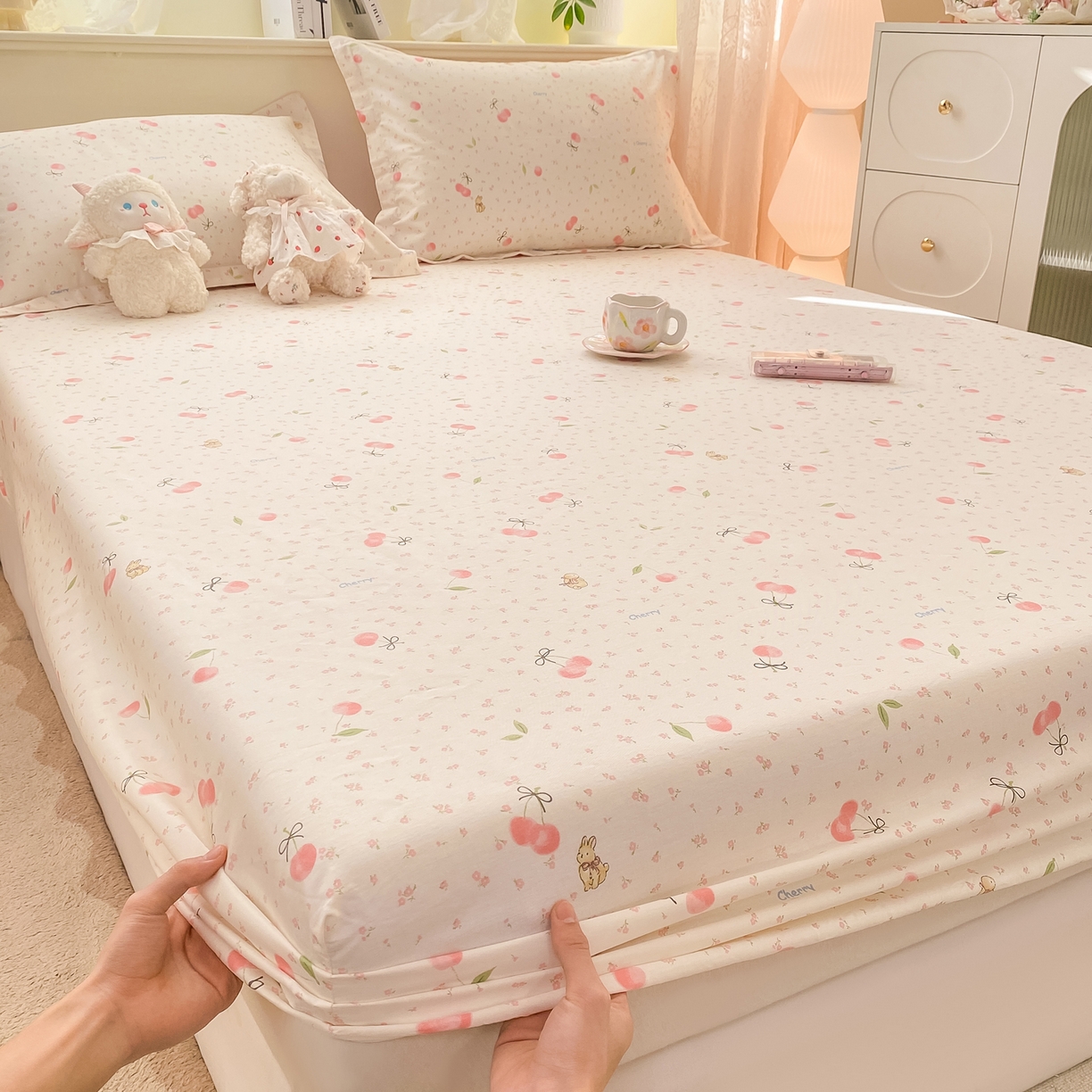 女子家纺 2026新款全棉纯棉印花小清新系列单床笠单品床笠床笠单件 樱桃甜宠