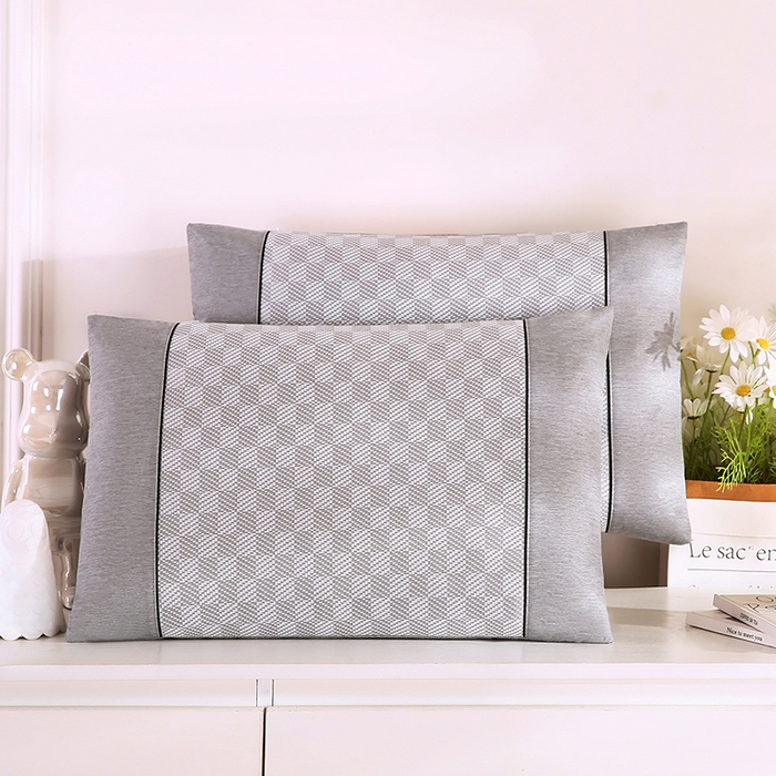 小牛席业 2026新款亲肤舒适棋盘格-冰丝夏凉枕枕头枕芯（枕套+枕芯） 灰色
