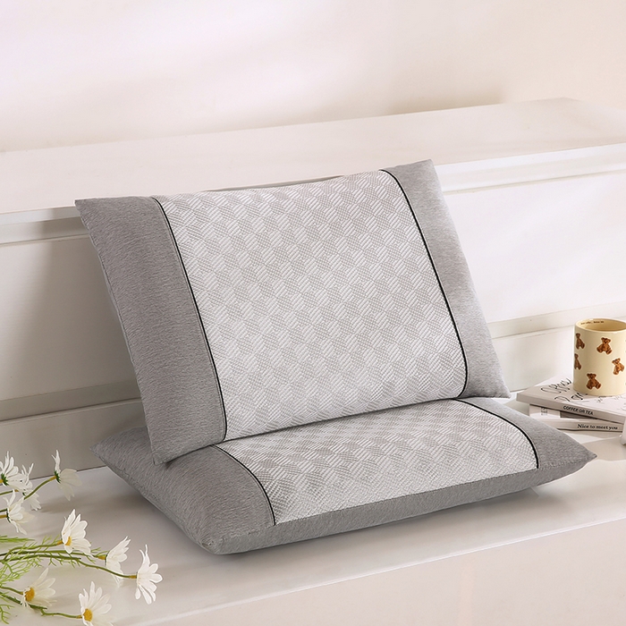 91家纺网 家纺一手货源 找家纺 小牛席业 2026新款亲肤舒适棋盘格-冰丝夏凉枕枕头枕芯（枕套+枕芯） 灰色