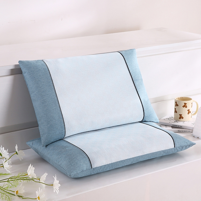 91家纺网 家纺一手货源 找家纺 小牛席业 2026新款亲肤舒适棋盘格-冰丝夏凉枕枕头枕芯（枕套+枕芯） 蓝色