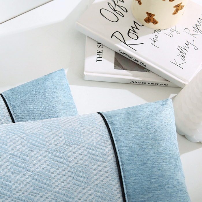 91家纺网 家纺一手货源 找家纺 小牛席业 2026新款亲肤舒适棋盘格-冰丝夏凉枕枕头枕芯（枕套+枕芯） 蓝色