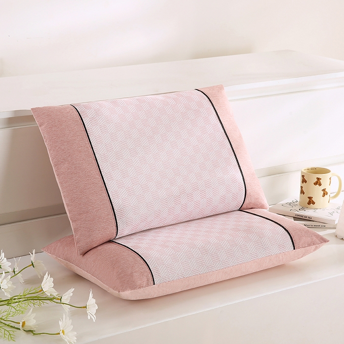 91家纺网 家纺一手货源 找家纺 小牛席业 2026新款亲肤舒适棋盘格-冰丝夏凉枕枕头枕芯（枕套+枕芯） 粉色