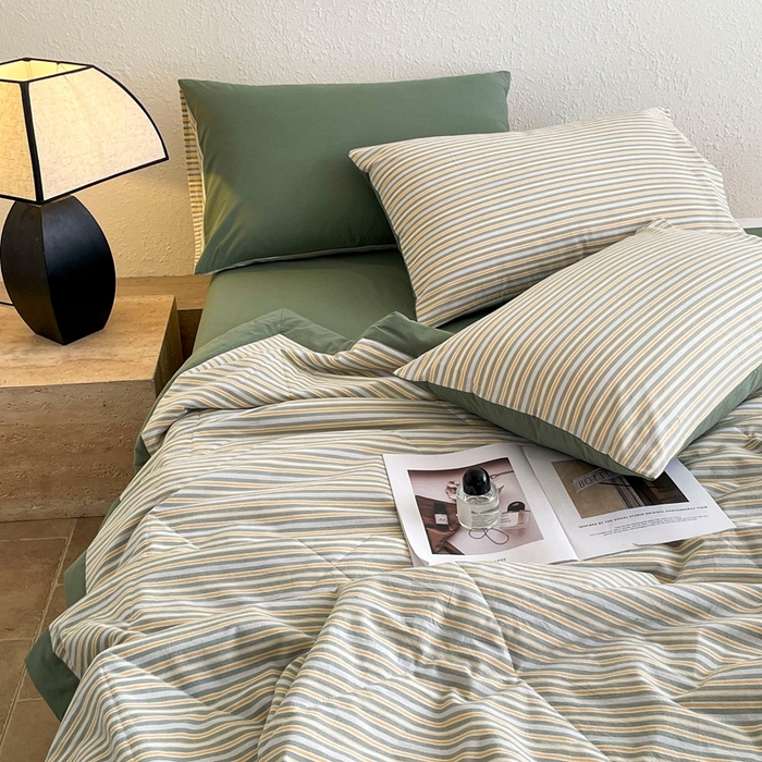 91家纺网 家纺一手货源 找家纺 宝士康家纺 2026新款10A抗菌无印风单夏被/夏被四件套 被子被芯 小绿条