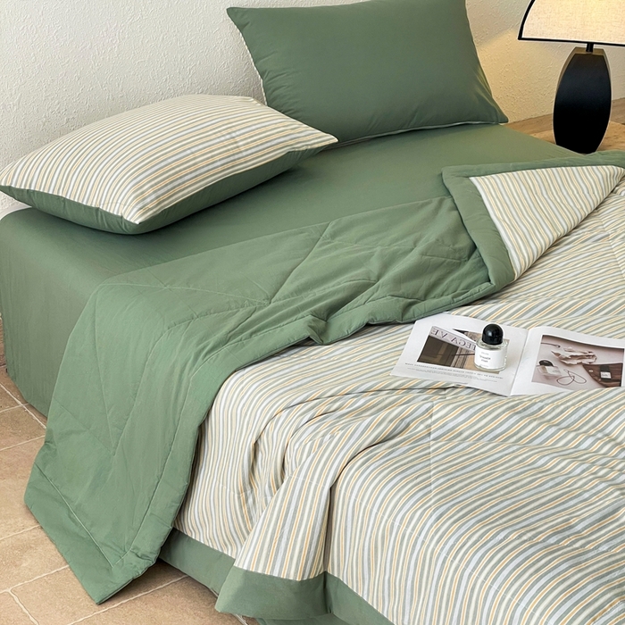 91家纺网 家纺一手货源 找家纺 宝士康家纺 2026新款10A抗菌无印风单夏被/夏被四件套 被子被芯 小绿条