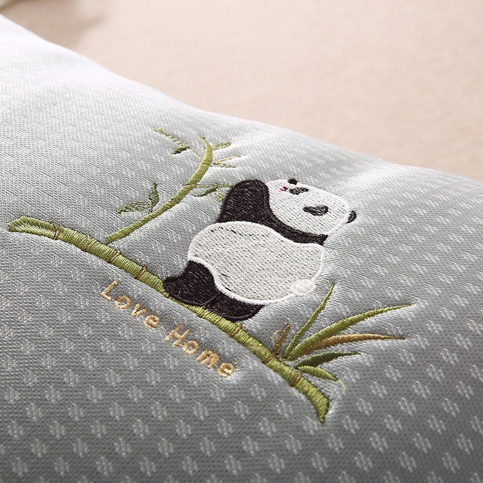 91家纺网 家纺一手货源 找家纺 小牛席业 2026新款华夫格爱家熊猫夏凉枕套 灰色