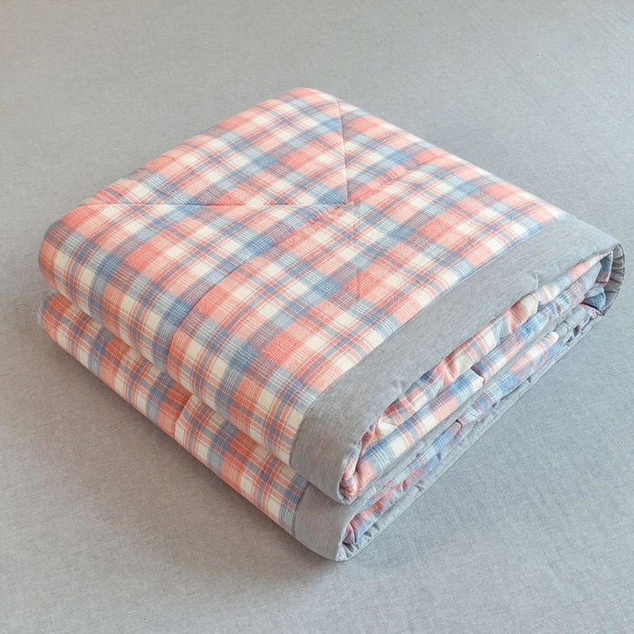 91家纺网 家纺一手货源 找家纺 宝士康家纺 2026新款10A抗菌无印风单夏被/夏被四件套 被子被芯 炫彩格