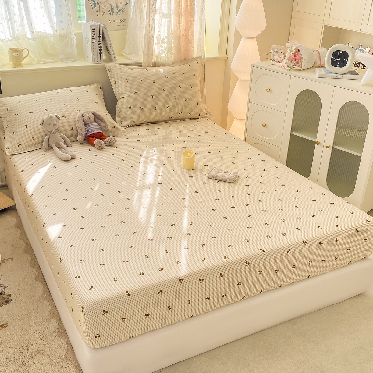 91家纺网 家纺一手货源 找家纺 女子家纺 2026新款全棉纯棉印花小清新系列单床笠单品床笠床笠单件 樱姿米