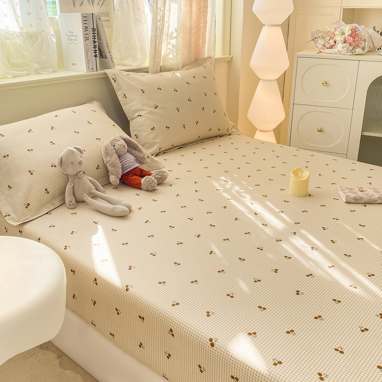 91家纺网 家纺一手货源 找家纺 女子家纺 2026新款全棉纯棉印花小清新系列单床笠单品床笠床笠单件 樱姿米