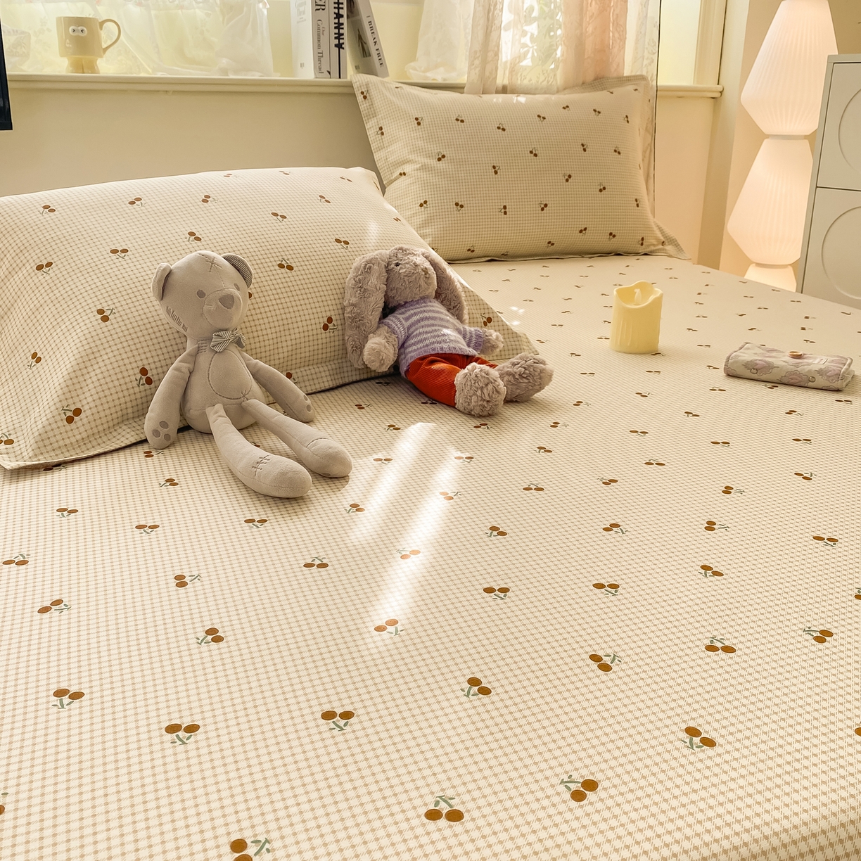 91家纺网 家纺一手货源 找家纺 女子家纺 2026新款全棉纯棉印花小清新系列单床笠单品床笠床笠单件 樱姿米