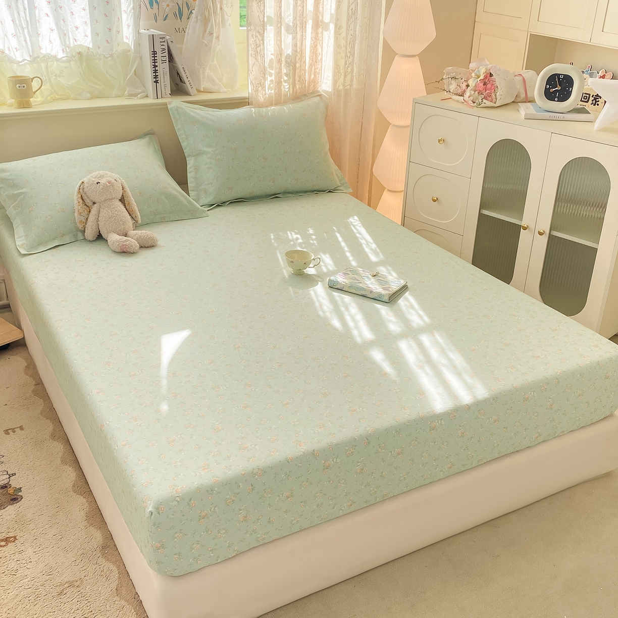 91家纺网 家纺一手货源 找家纺 女子家纺 2026新款全棉纯棉印花小清新系列单床笠单品床笠床笠单件 幽兰时光兰