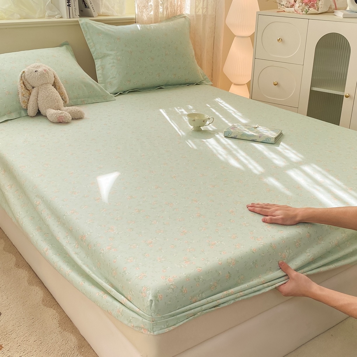 91家纺网 家纺一手货源 找家纺 女子家纺 2026新款全棉纯棉印花小清新系列单床笠单品床笠床笠单件 幽兰时光兰